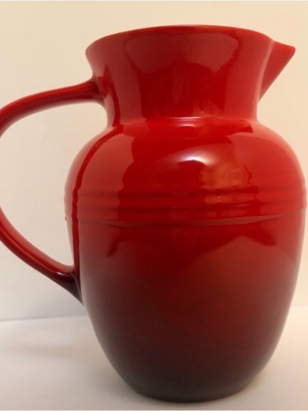 Le Creuset Red Ceramic Pitcher with Cream Trim